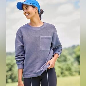 Varley Indigo Blue Pocket Crewneck Sweater